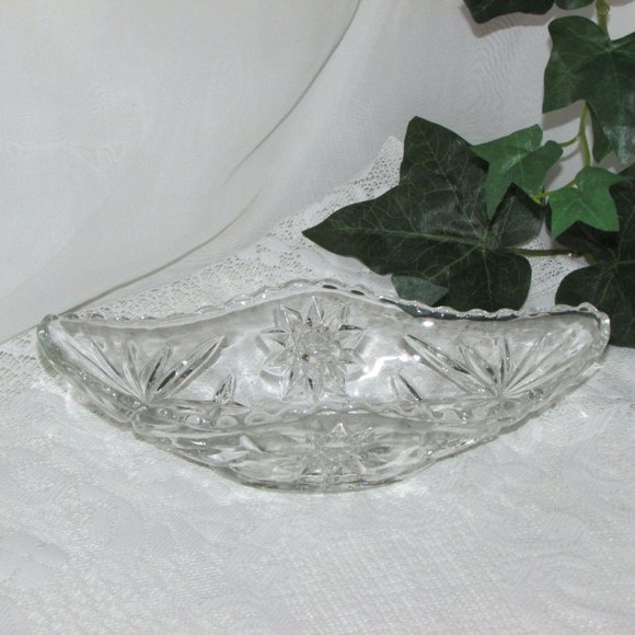 Vintage  Anchor Hocking Glass EAPC Celery Boat Gondola Star Of David - Picture 1 of 6